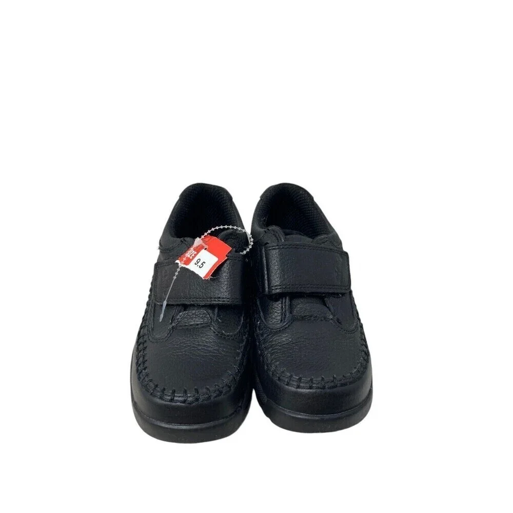 Clarks Caribou Sneakers Kids Size 9 9.5 M Black Gray Leather Hook Loop Closure
